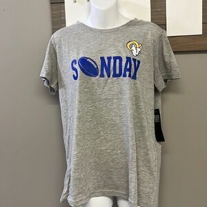 NFL LA Rams Sunday Football Women’s Short Sleeve Heather Gray T-Shirt- Large